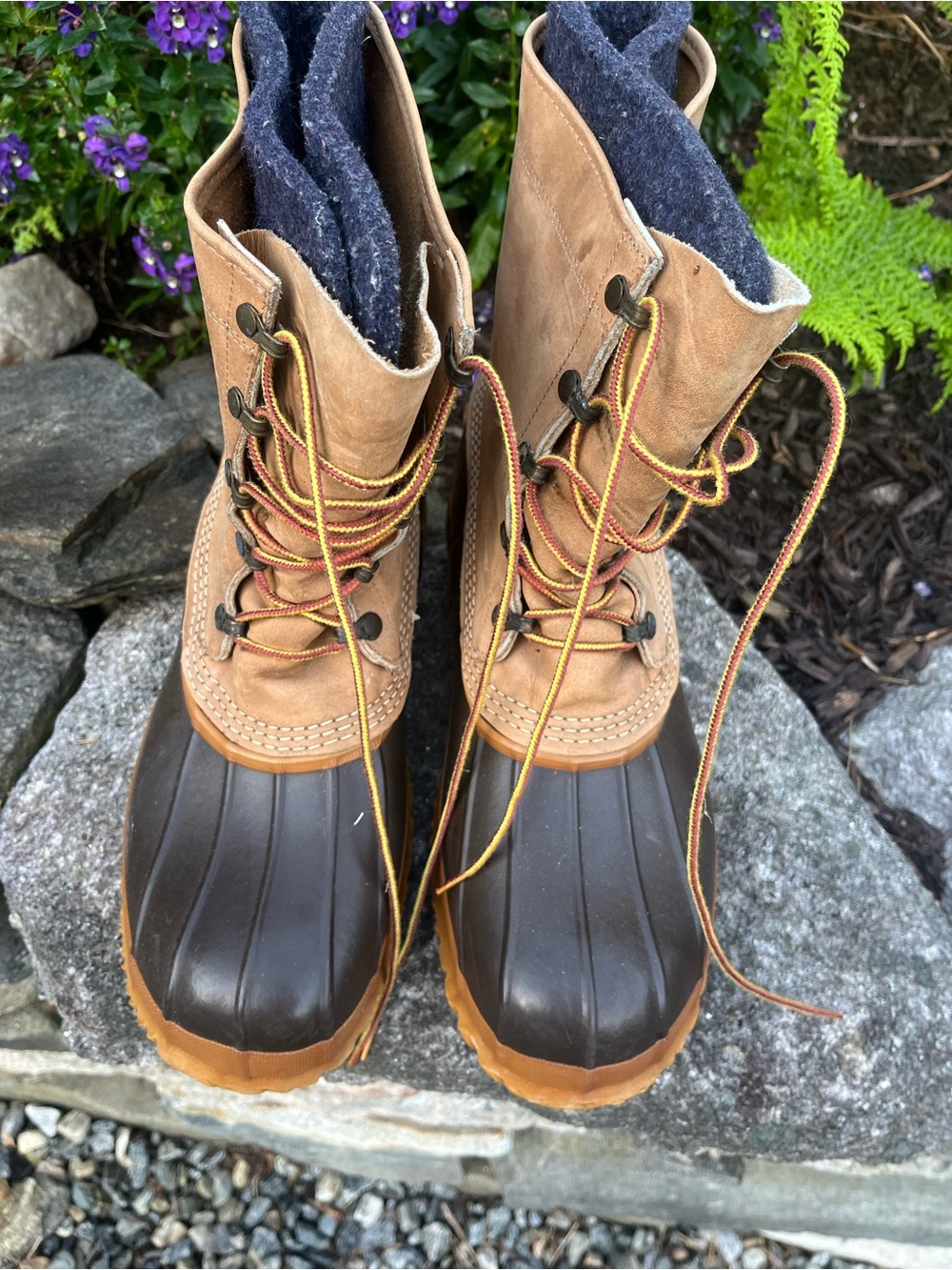L.L. Bean Men's Brown and Dark Brown Waterproof Duck Boots